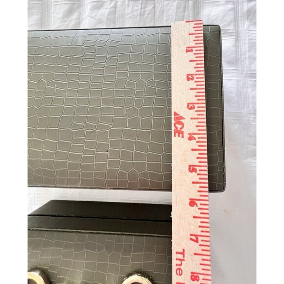 S/2 Vegan Crocodile Decorative Boxes GREEN GOLD EQUESTRIAN Jewelry Storage - Picture 4 of 16